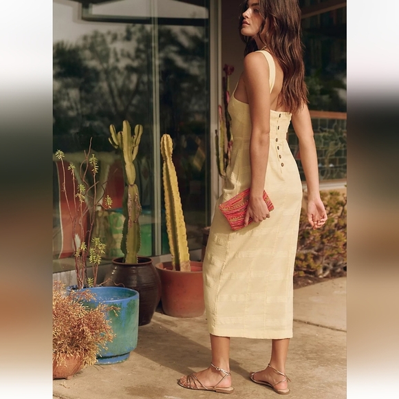 FREE PEOPLE At Leisure Midi One Shoulder Cotton/linen Dress In Black. XS - Picture 6 of 16